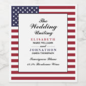 米国旗結婚の ワインラベル (シングルラベル)