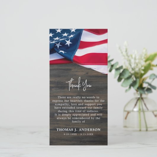 米国旗記念退役軍人軍隊葬儀 サンキューカード (スタンド正面)