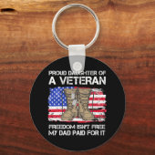 米国旗誇りを持ったの娘退役軍人米国軍隊Ve キーホルダー (正面)