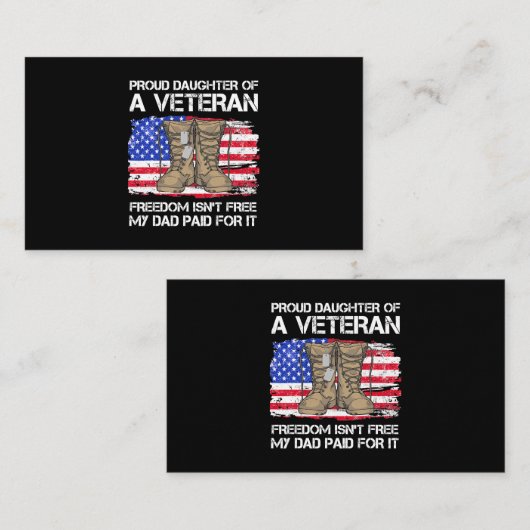 米国旗誇りを持ったの娘退役軍人米国軍隊Ve 名刺 (正面/裏面)