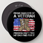 米国旗誇りを持ったの娘退役軍人米国軍隊Ve 缶バッジ (正面&裏面)