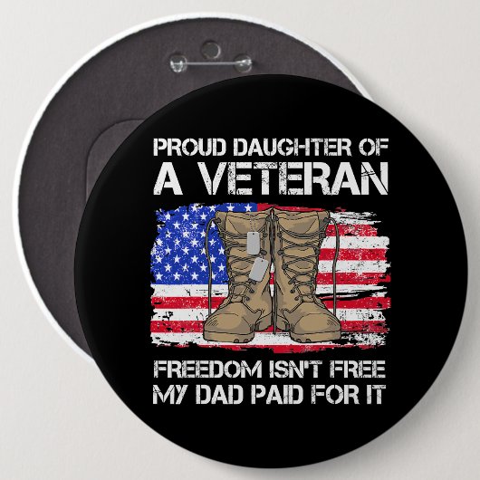 米国旗誇りを持ったの娘退役軍人米国軍隊Ve 缶バッジ (正面&裏面)