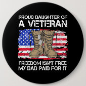 米国旗誇りを持ったの娘退役軍人米国軍隊Ve 缶バッジ (正面)
