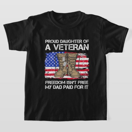 米国旗誇りを持ったの娘退役軍人米国軍隊Ve Tシャツ (レイダウン)