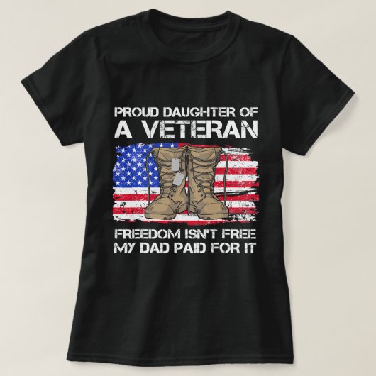 米国旗誇りを持ったの娘退役軍人米国軍隊Ve Tシャツ (デザイン正面)
