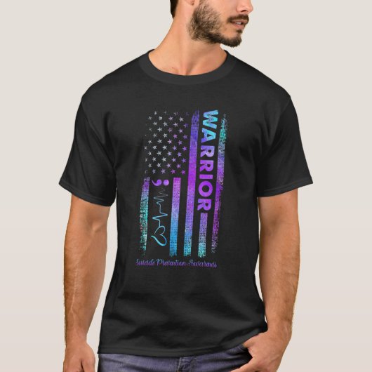 米国旗護士自殺防止認識度 Tシャツ (正面)