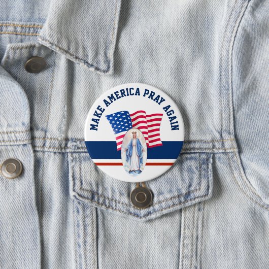 米国旗賛美された聖母マリア 缶バッジ (インサイチュ)