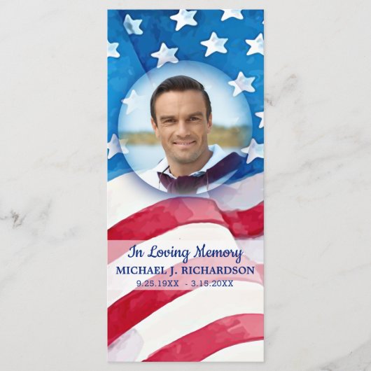 米国旗退役軍人葬儀祈りの言葉しおりカード メニュー (正面)