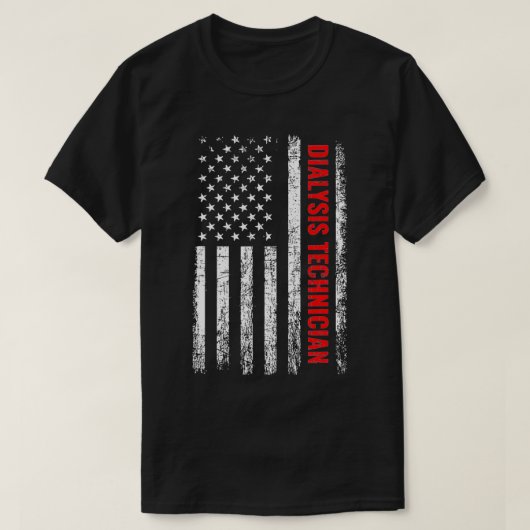 米国旗透析技術の透析技術者 Tシャツ (デザイン正面)