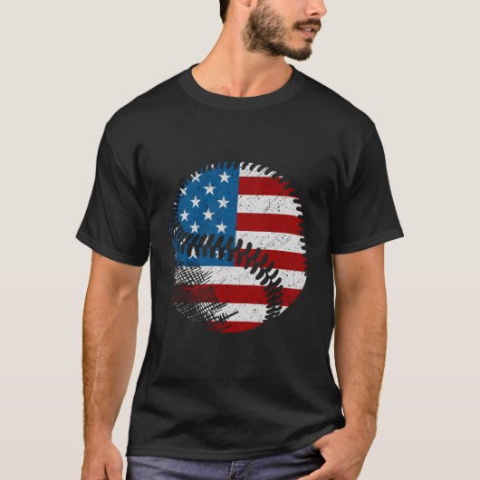 米国旗野球 Tシャツ (正面)
