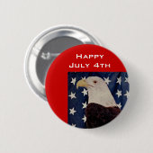 米国旗7月4日のヴィンテージの白頭鷲 缶バッジ (正面&裏面)