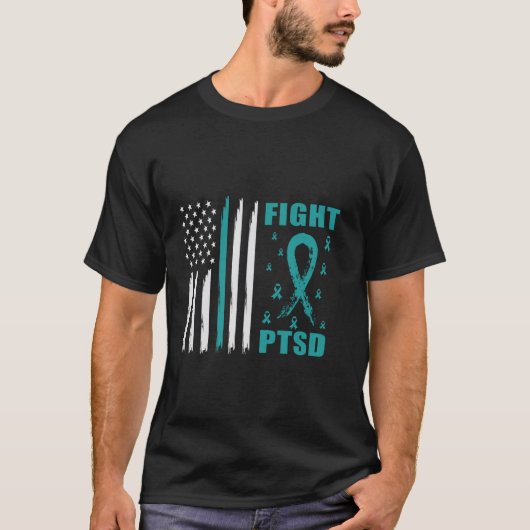 米国旗 戦え PTSD 認知 Tシャツ (正面)