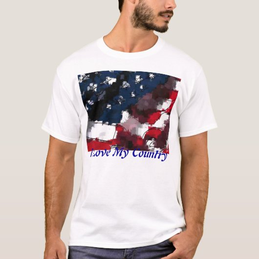 米国旗、私は私の国を愛します Tシャツ (正面)