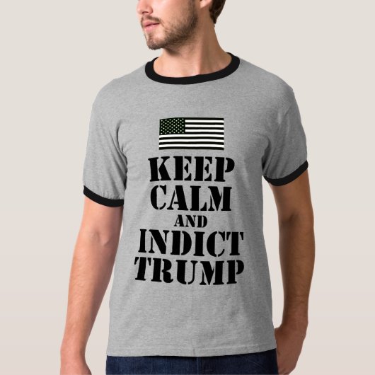 米国旗: 穏やか保ち、切札を起訴して下さい Tシャツ (正面)