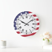 米国旗-米国を祝って下さい- 7月4日のクラシック ラージ壁時計 (ホーム)