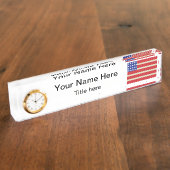 米国旗| DIYの名前およびタイトル デスクネームプレート (側面)