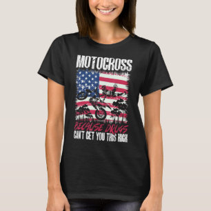 米国旗MXモトクロスはドラッグはあなたを得ることができないため Tシャツ