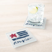 米国旗Paintstrokes ガラスコースター (アングル)