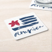 米国旗Paintstrokes スクエアペーパーコースター (アングル)