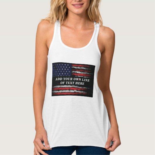 米国旗Tシャツに自分グランジの文字を追加する タンクトップ (正面)