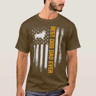 米国最高のウェルシュコーギードッグパパエバーアメリカン国旗Gi Tシャツ