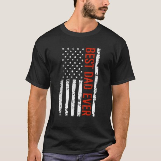 米国最高の国旗の父の日ダとパパの日 Tシャツ (正面)