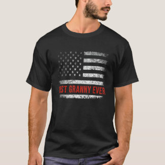 米国最高の国旗を持つ愛国的なおばあちゃん4 Tシャツ
