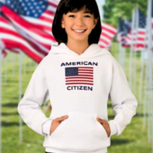 米国民はっきりした旗キッズフード付きスウェットシャツ