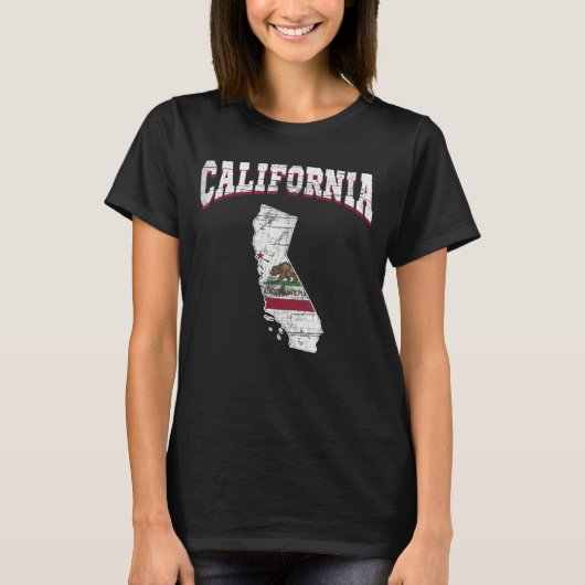 米国民誇りを持った民アメリカ州旗の土地地図カリフ Tシャツ (正面)