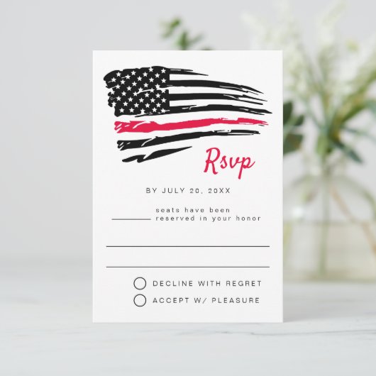 米国水彩米国国旗のパーティーRSVPはがき 招待状 (スタンド正面)