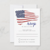 米国水彩米国国旗のパーティーRSVPはがき 招待状 (正面)