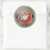 米国海兵隊(USMC)エンブレム[3D] ラウンドシール (バッグ)