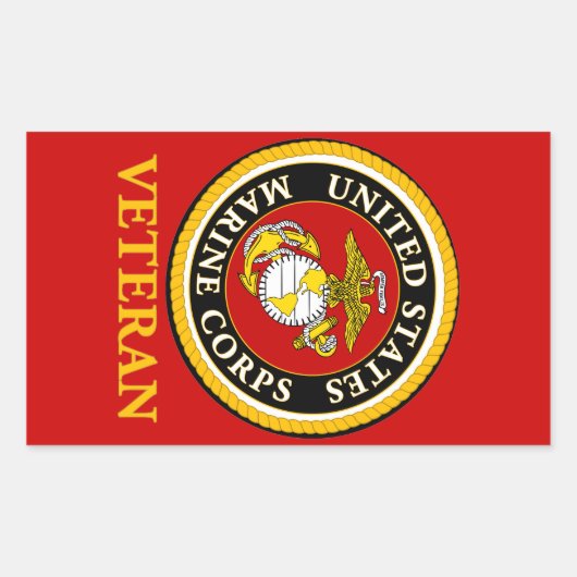 米国海洋公式シール – 退役軍人 長方形シール (正面)