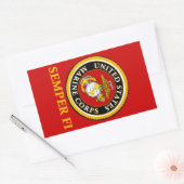 米国海洋公式シール – Semper Fi 長方形シール (封筒)