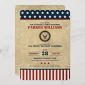 米国海軍のお別れパーティーリクルートトレーニング 招待状 (正面/裏面)