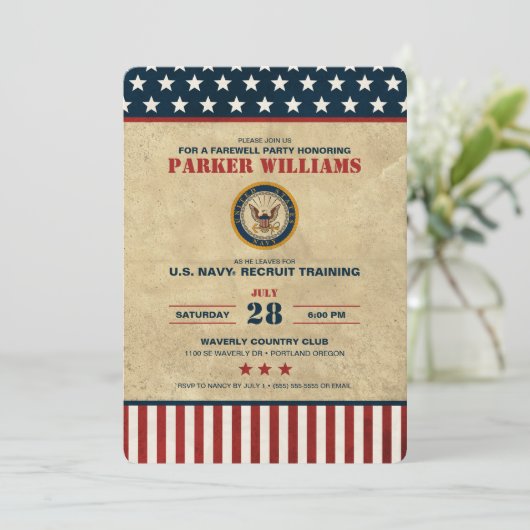 米国海軍のお別れパーティーリクルートトレーニング 招待状 (スタンド正面)