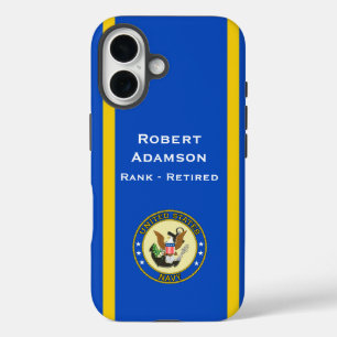 米国海軍のエンブレムと色のパーソナライズ iPhone 16ケース