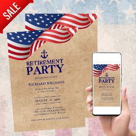 米国海軍の退職いかり素朴旗の軍隊 招待状