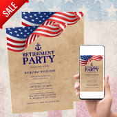 米国海軍の退職いかり素朴旗の軍隊 招待状