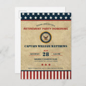 米国海軍の退職パーティの招待状 ポストカード (正面/裏面)