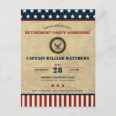 米国海軍の退職パーティの招待状 ポストカード (正面)