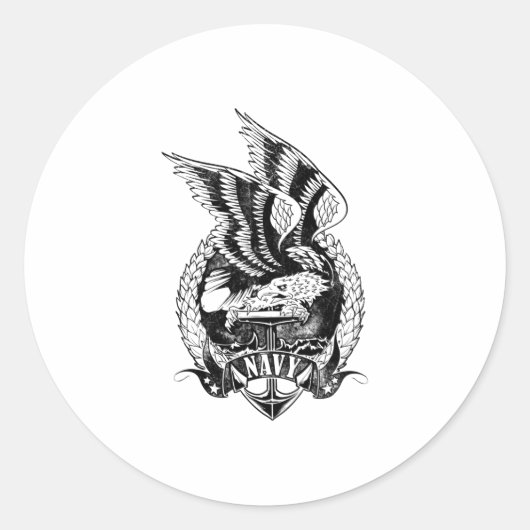 米国海軍イーグルエンブレムピンク ラウンドシール (正面)