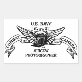 米国海軍エアクルー写真家ステッカー 長方形シール