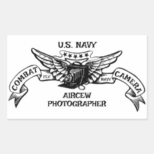 米国海軍エアクルー写真家ステッカー 長方形シール