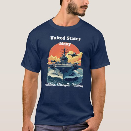米国海軍キャリアティー – 伝統と自由 Tシャツ (正面)