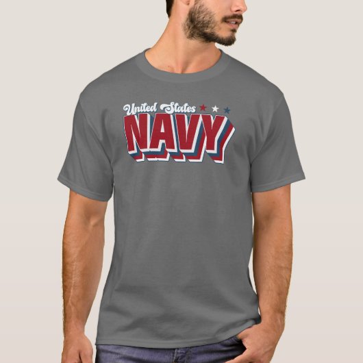 米国海軍レトロヴィンテージレッドホワイトとブルービベス Tシャツ (正面)