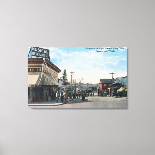 米国海軍造船所へのエントランスビュー キャンバスプリント (正面)