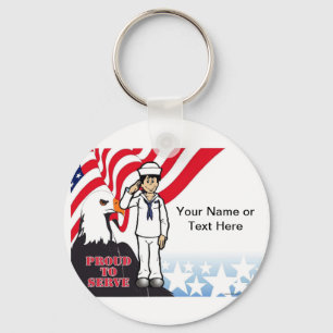 米国海軍 – 男性の漫画(PrintedPerfection.com) キーホルダー