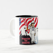 米国海軍 – 男性の漫画(PrintedPerfection.com) ツートーンマグカップ (正面左)
