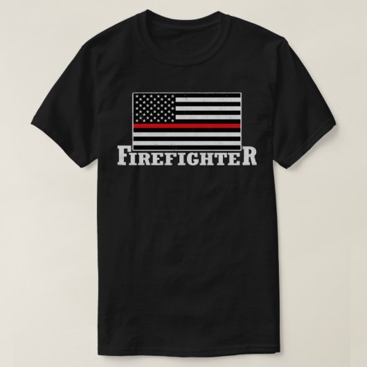 米国消防士の米国旗の消防士 Tシャツ (デザイン正面)